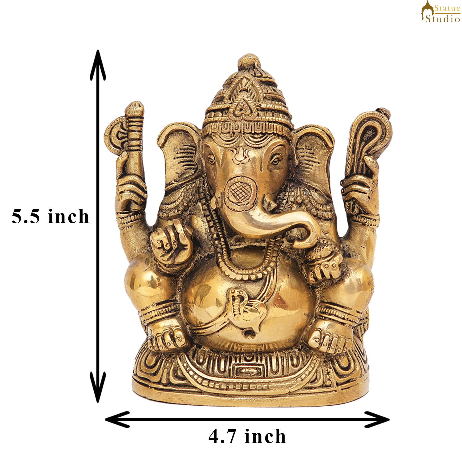 Idol Collections 4.5" Rare God Ganesha Brass Statue Multicolor NEW 