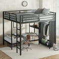 thumbnail image 2 of Metal Bunk Bed with Foldable Desk, Wardrobe & Guardrails - King Over Twin XL, Space Saving Design, Black, 2 of 9