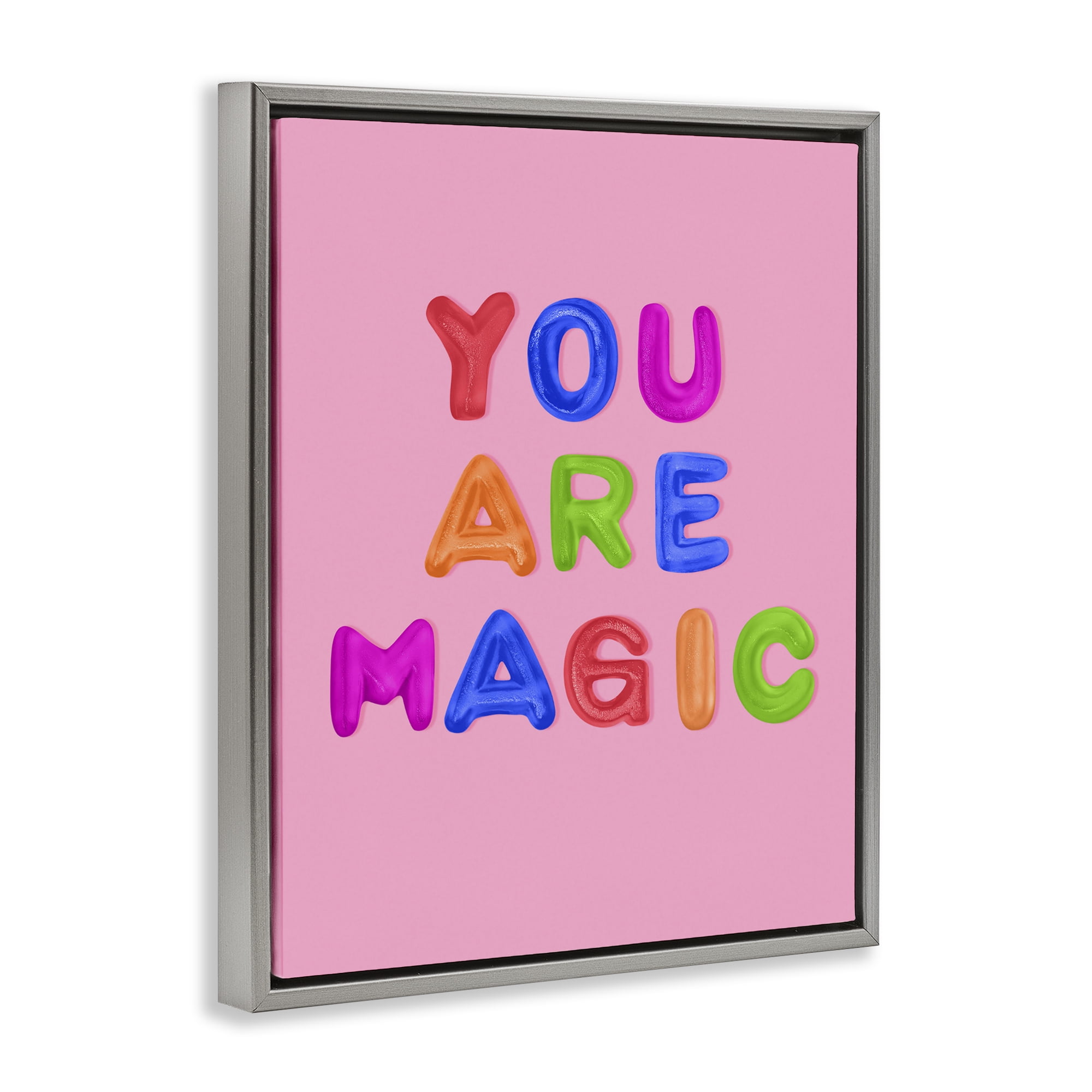Stupell Industries You are Magic Gummies over Pink Gray Framed Floater Canvas Wall Art, design by LISH Creative