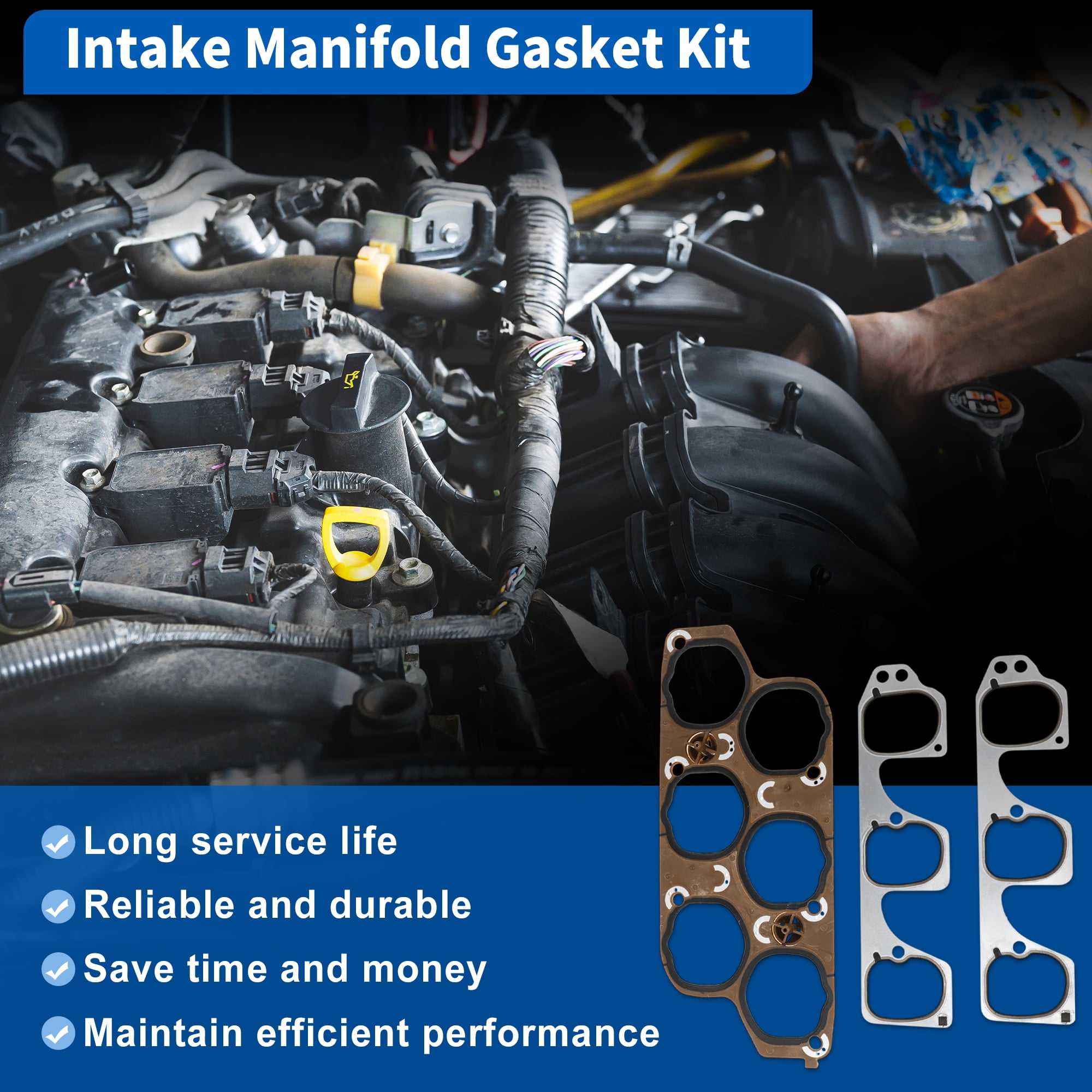 No.12598158 Engine Upper & Lower Intake Gaskets Set for Buick LaCrosse 2005-2008 3.6L for Cadillac CTS 2004-2009 3.6L Intake Manifold Gasket for Chevrolet Malibu 2008-2012 3.6L