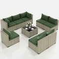 thumbnail image 6 of UDPATIO 9 Pieces Outdoor Patio Furniture Set with 44" Fire Pit Table, Outdoor Wicker Patio Conversation Set with Cushions for Backyard, Porch, Garden(Green), 6 of 7