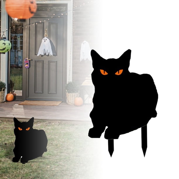 Ojos De Gato De Halloween Arte Pradera Jardín Insertar En El Suelo Metal Artesanía Decoración De Jardín !
