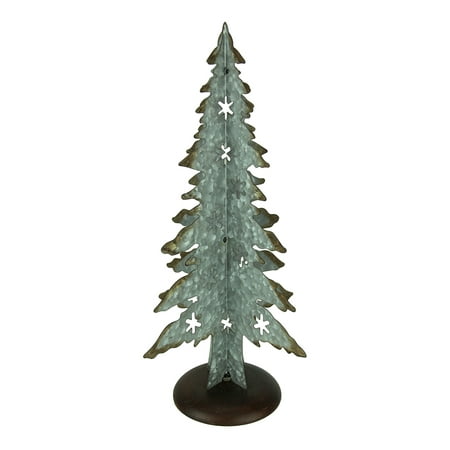 Rustic Galvanized Metal Cutout Christmas Tree 17 Inch Tall