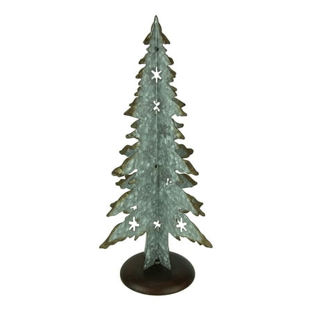 Rustic Galvanized Metal Cutout Christmas Tree 17 inch