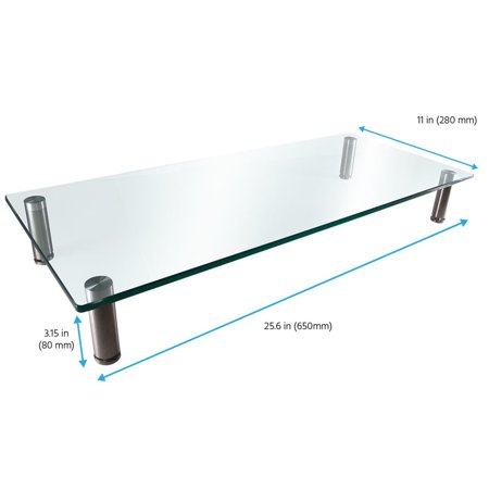 UPC: 0889028044858 | Monoprice Multimedia Riser Desktop Monitor Stand – Medium  25.6 x 11.0 Inches  Clear Glass – Workstream Collection