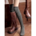 thumbnail image 4 of Deago Women Thigh High Socks Extra Long Over the Knee Socks Knit Warm Boot Stockings Leg Warmers (Gray), 4 of 8
