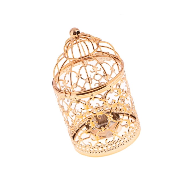 Guardoinrt Electroplated Metal Birdcage Shape Tea Light B- Candle Holder Rose Gold Type A 1Set