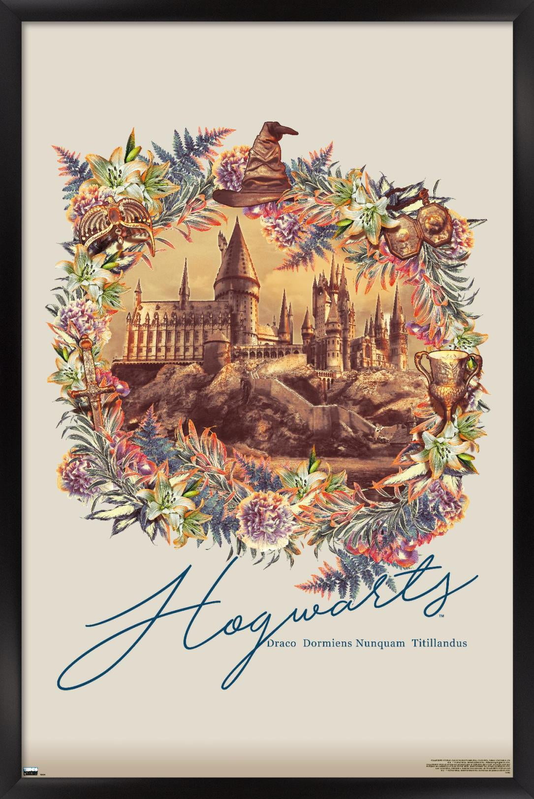 The Wizarding World Harry Potter Floral Hogwarts Wall Poster, 22.375