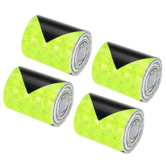 Unique Bargains Ruban Réfléchissant, 4 Rouleaux 2inx10 Pieds Ruban de Sécurité pour Voitures, Vert Noir