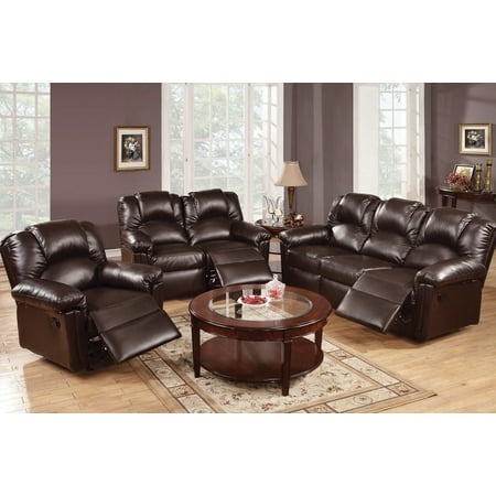 Brown Leather Sofa And Chair Motion Sofa Set Sofa Loveseat Rocker Recliner Bonded Leather Espreso Living Room 3pc Set ()
