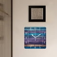 thumbnail image 3 of 14 Inch Wall Clock Battery Operated Square Clock Decorative for Office, Kitchen, Outdoor, Living Room，Blue Brown Planks Wooden Colorful, 3 of 4