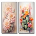 thumbnail image 2 of Designart "Pink Green Cactus love expression I" Cactus Framed Wall Art Set Of 2 - Pink Floral Frame Gallery Set For Office Decor, 2 of 7
