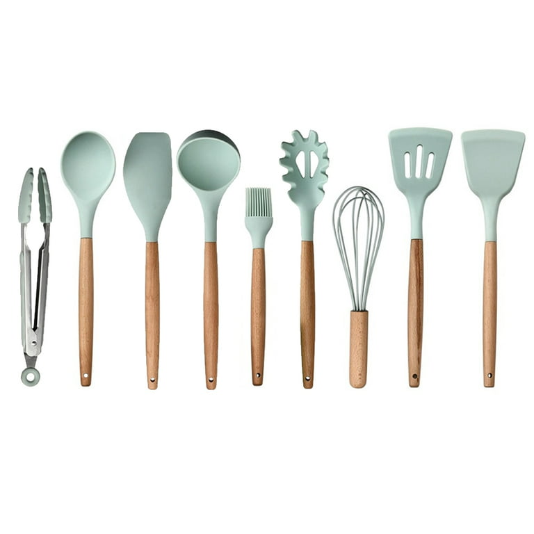 BESTZMWK kitchen utensil set - 11 cooking utensils - colorful silicone  kitchen utensils - nonstick cookware with spatula set - colored