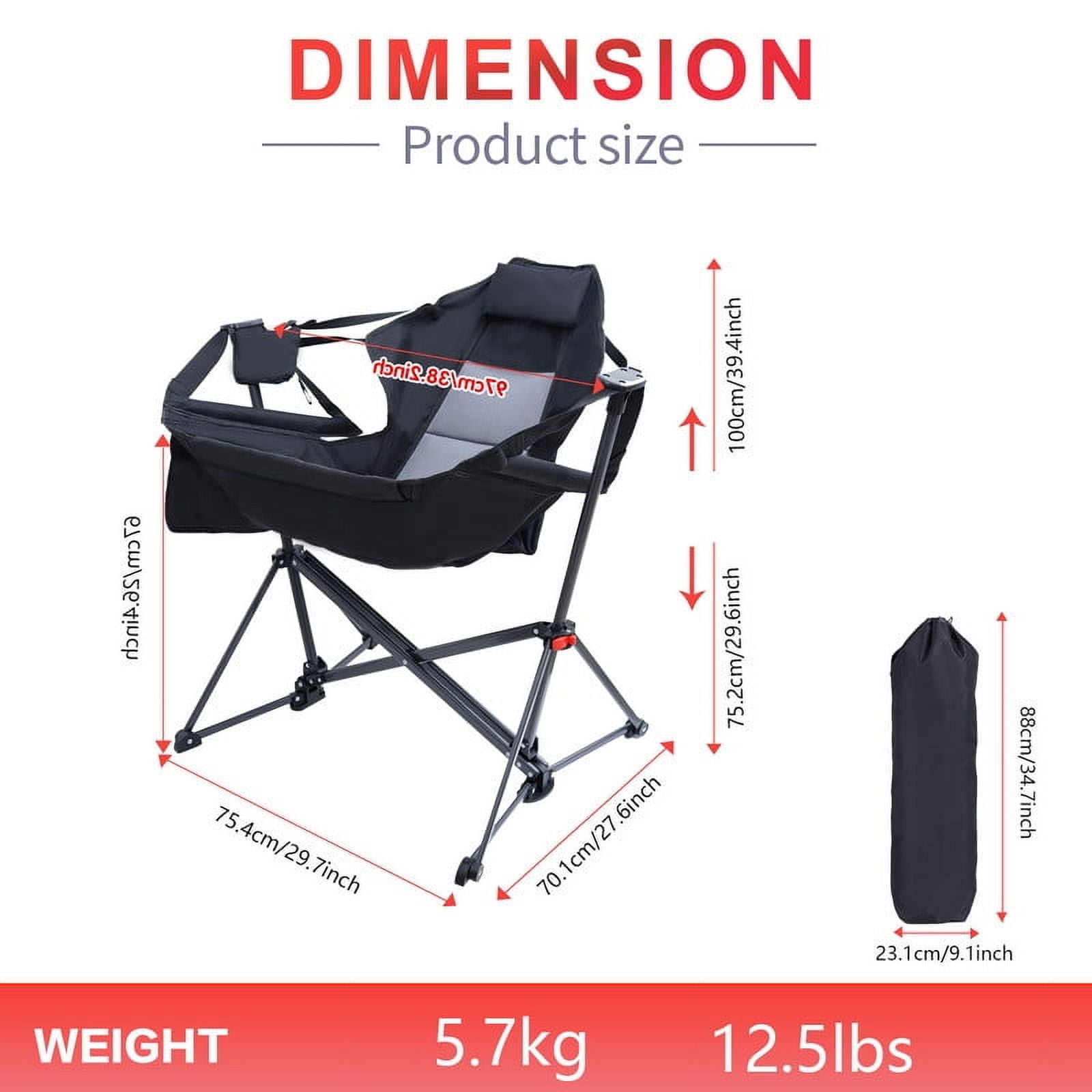 Portable Hammock Chair, Lightweight Rocking Camping Chair with Cupholder, Pocket, and Easy Carry Design for Outdoor Adventures (1 Pack)