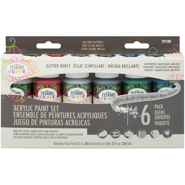 Testors Craft Acrylic Paint Set 6/PkgGlitter Burst