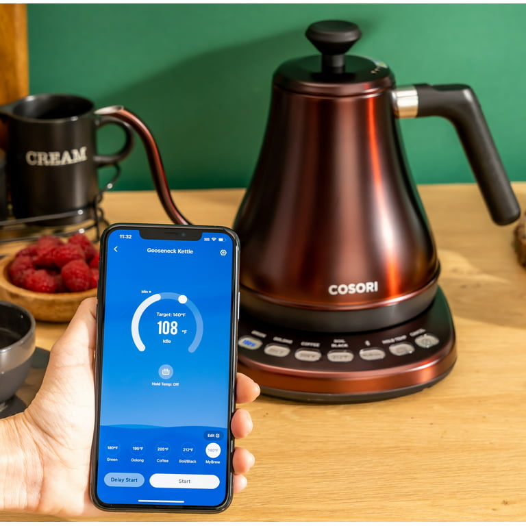 COSORI Smart Gooseneck Kettle Electric for Pour-Over Tea & Coffee with  Temperature Control,Stainless Steel ,0.8L,Copper 
