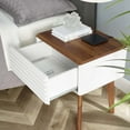 thumbnail image 7 of Nightstand Side End Table, Wood, Brown Walnut White, Modern Contemporary Urban Design, Bedroom Master Guest Suite Living Room, 7 of 7