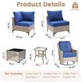 thumbnail image 2 of Vcatnet 10 Pieces Patio Outdoor Conversation Set Wicker Rattan Furniture Sofa Set with Swivel Rocking Chairs and Solar Lamp Coffee Table,Navy Blue, 2 of 8