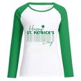 thumbnail image 4 of Penkiiy Trendy St. Patrick's Day Patchwork Tee for Women - Comfy 3-Tone Printed Long Sleeve Top XL Green, 4 of 6