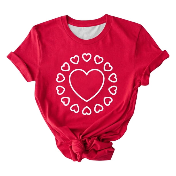 Pantalones Cortos para las Mujeres Sexy Impreso Suéter Superior, Día de San Valentín Casual Cuello Redondo Blusa Tee