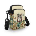 thumbnail image 3 of Chririnla Multi-Purpose Crossbody Bag for Casual Outings Shop, Polyester 2 Layer Cell Phone Purse, Vintage Owl Floral Print, 3 of 10