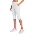 thumbnail image 7 of ZKunhua Womens High Waist Knee Length Capri Leggings Stretchy Workout Yoga Pants with Side Slits & Pockets, 7 of 7