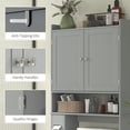 thumbnail image 6 of Modern Over the Toilet Storage Cabinet with 2 Doors, Above Commode Storage Cabinet with Toilet Paper Holder, Gray, 6 of 12