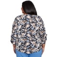 thumbnail image 2 of Alfred Dunner Womens Plus-Size Tie Sleeve Brushstroke Floral Knit Top, 2 of 4