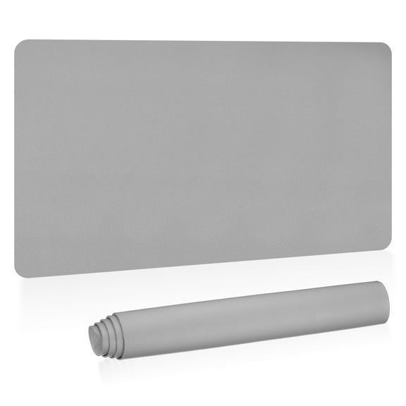 Uxcell 35"x17" Large Desk Mat, PU Leather Dual Side Large Desk Pad, Light Grey
