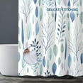 thumbnail image 4 of Extra Long Light Blue Leaves Shower Curtain 72 x 84 Inch, Plant Bathroom Shower Curtains, Waterproof Fabric Botanical Shower Curtain, 4 of 6