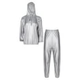 thumbnail image 3 of Alvivi Men Women Sauna Suit Workout Sweatsuit Zip Up Hoodie Slimming Hooded Jacket and Gym Pants Set Silver 3XL, 3 of 7