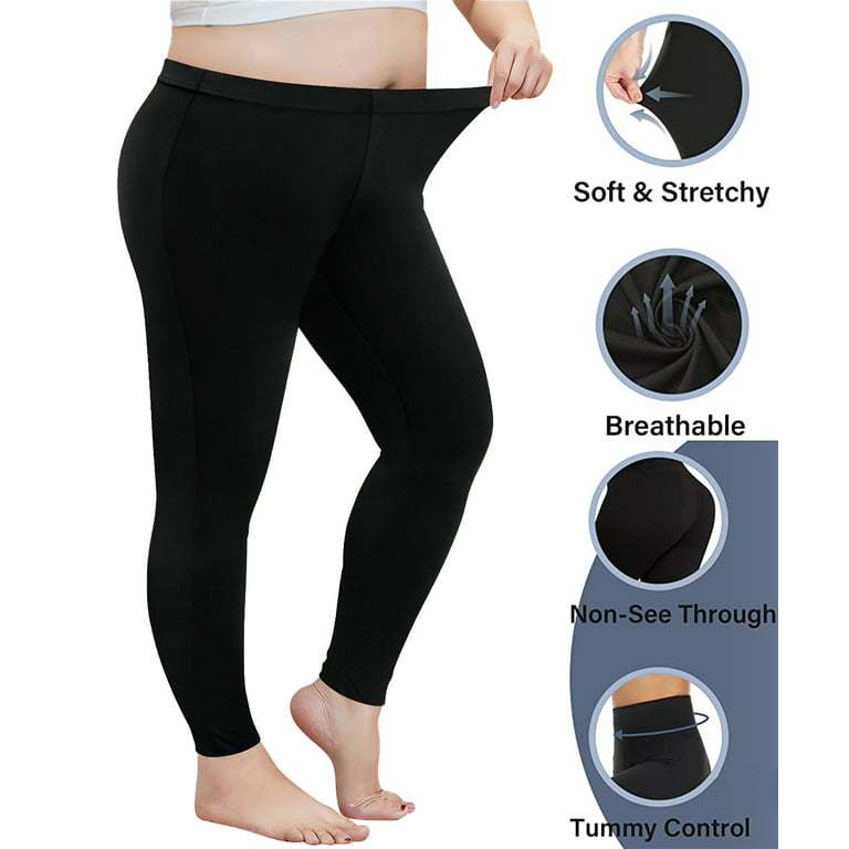 Womens Plus Size High Waisted Yoga Leggings Stretch Athletic Tummy Control  Workout Casual Skinny Pants Trousers 2X-5XL