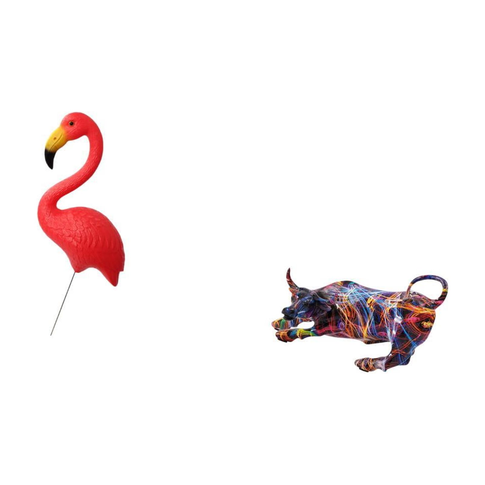 Miulika Bird Bull Statue Figurine Yard Art Ornament Modern Resin Sculpture Colorful Feng Shui Animals Collection for Holiday Spring Garden