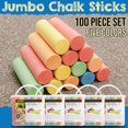 thumbnail image 2 of Scaup 5-Color Sidewalk Chalk Set - 100-Piece Multi-Colored Jumbo Chalk Sticks for Outdoor Use on Asphalt, Concrete, Pavement and Driveways, 2 of 4
