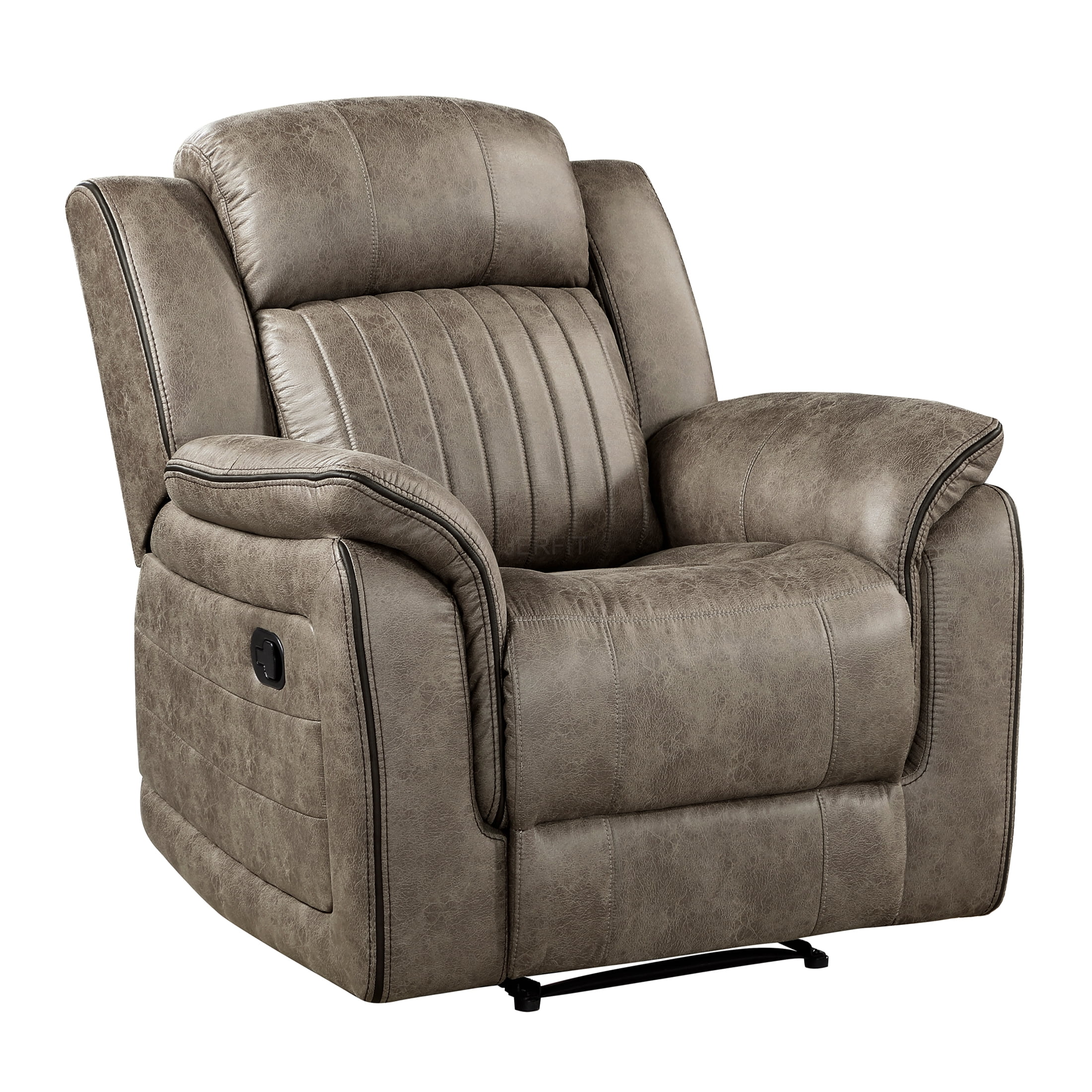 JERFIT Power Recliner Chair with Pillow-Top Arms, Plush Tufted Fabric Single Reclining Chair for Living Room, Classic Brown Recliner