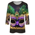 thumbnail image 5 of Jsaierl Mardi Gras Shirts for Women Carnival Outfit Mask Graphic Tee Plus Size Tunic 3/4 Sleeve Parade Blouse Gifts, 5 of 5