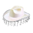 thumbnail image 2 of Sombrero vaquero portátil, cómodo y moderno con flecos, ideal para viajes y vacaciones. Blanco, 2 of 9