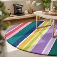 thumbnail image 3 of Round Rugs 4Ft, Colorful Striped Round Area Rug Washable Indoor Throw Carpet, Modern Farmhouse Stripes Abstract Art Soft Non Slip Circle Rug for Kitchen Nursery Room Home Decor Aesthetic, 3 of 8