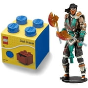 Desk Drawer 4 knobs Stackable Storage Box Blue+ Toys Mortal Kombat Sub Zero Bloody Frozen Over Skin 7 Action Figure, Pack of 2