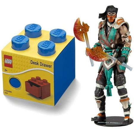 Desk Drawer 4 knobs Stackable Storage Box Blue+ Toys Mortal Kombat Sub Zero Bloody Frozen Over Skin 7 Action Figure, Pack of 2