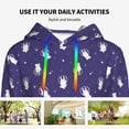 thumbnail image 4 of Honeii Astronaut Rabbit Pattern Womens Oversized Hoodies Long Sleeve Sweatshirts Pullover Fall Outfits with Pocket-Small, 4 of 7
