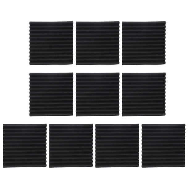 10 paneles acústicos de espuma gris oscuro ignífuga con ranuras triangulares y algodón absorbente de sonido