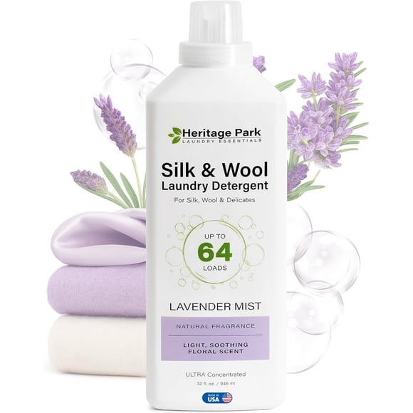 Heritage Park Essentiels de Lessive Soie et Laine Parfum Brume de Lavande Tout Naturel, Détergent à Lessive au pH Neutre 32 fl oz