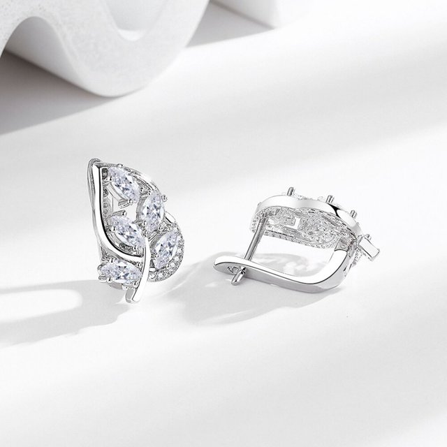 Ovzne Inlaid U-shaped Ear Buckle Fashionable Leaf Inlaid Diamond Earrings Ear Rings And Earrings On Clearance
