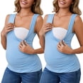 thumbnail image 1 of Camiseta básica sin mangas para maternidad con fruncido cruzado de 2 paquetes INSPIRE CHIC para mujeres, tops de lactancia, tamaño grande, 2 paquetes, azul, 1 of 6
