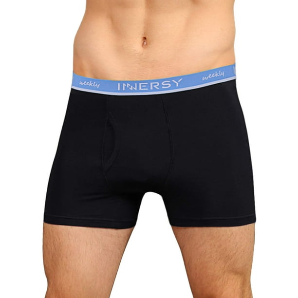 INNERSY Mens Pants Underwear Long Leg Underpants with Fly Sports Trunks  Black Boxers Briefs 3 Pack (S, 3 Black) : : Fashion
