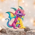 thumbnail image 4 of HomeDM 3.15" Cartoon Dinosaur Ornaments, 2D Flat Acrylic Hanging Pendant Xmas Tree Wreaths Home Decor, 26 Letter Christmas Ornaments Key Chain, Gift Wrapping, Letter A, 4 of 5