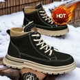 thumbnail image 3 of Men's Heavy-Duty Winter Ankle-High Snow Boots - PU Upper & PVC Traction Tires, Lace-Up Ankle Strap Hiking Boots for Ice, Snow, Mud - All-Terrain Outdoor Trekking, Work Boots (Brown/Black), 3 of 6