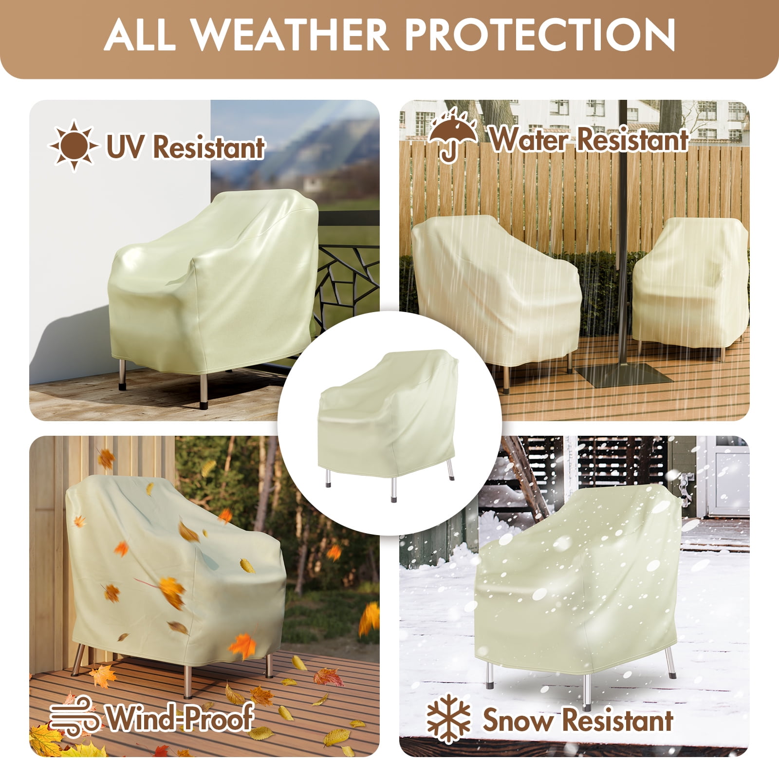 Outdoor Furniture Covers Waterproof, 2 Pack Patio Chair Covers, 420D Heavy Outdoor Lawn Chair Covers
