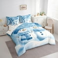 thumbnail image 3 of Manfei Kawaii Christmas Snowman 7-Piece Twin Bedding Sets,Merry Xmas Bedding Comforter Set,White Blue Sheet Sets For Kids,Microfiber Bedroom Decor Reversible, 3 of 8